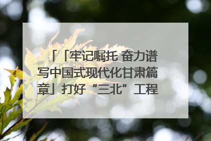 「牢记嘱托 奋力谱写中国式现代化甘肃篇章」打好“三北”工程攻坚战 筑牢国家西部生态安全屏障