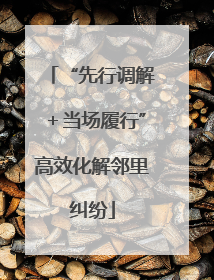 “先行调解＋当场履行”高效化解邻里纠纷