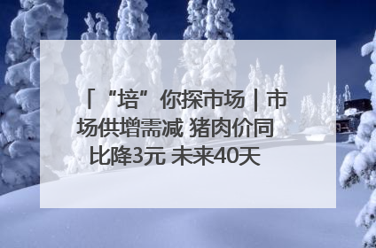 “培”你探市场｜市场供增需减 猪肉价同比降3元 未来40天便宜猪肉敞开吃