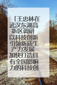 王忠林在武汉东湖高新区调研 以科技创新引领新质生产力发展 加快打造具有全国影响力的科技创新高地