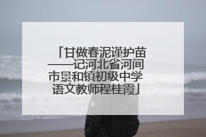 甘做春泥谨护苗——记河北省河间市景和镇初级中学语文教师程桂霞