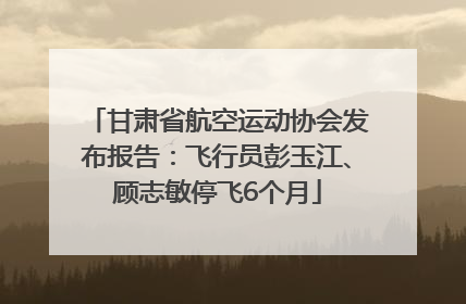 甘肃省航空运动协会发布报告：飞行员彭玉江、顾志敏停飞6个月