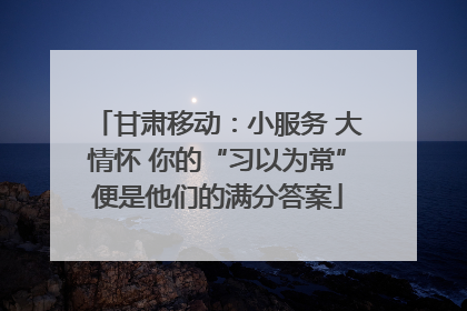 甘肃移动：小服务 大情怀 你的“习以为常”便是他们的满分答案