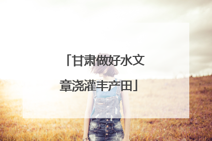 甘肃做好水文章浇灌丰产田