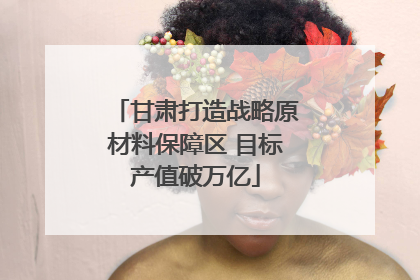 甘肃打造战略原材料保障区 目标产值破万亿