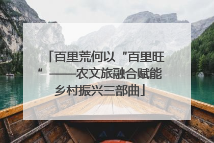 百里荒何以“百里旺”——农文旅融合赋能乡村振兴三部曲