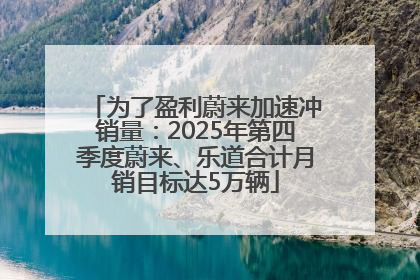 为了盈利蔚来加速冲销量：2025年第四季度蔚来、乐道合计月销目标达5万辆