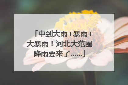 中到大雨+暴雨+大暴雨！河北大范围降雨要来了……