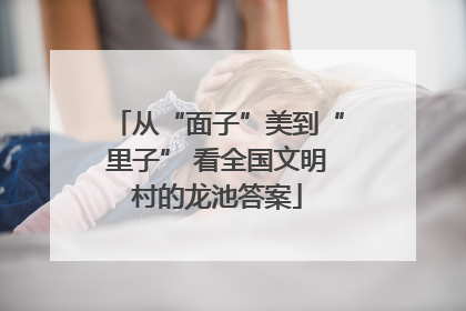 从“面子”美到“里子” 看全国文明村的龙池答案
