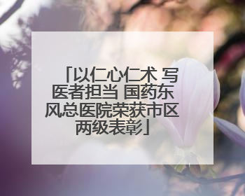 以仁心仁术 写医者担当 国药东风总医院荣获市区两级表彰
