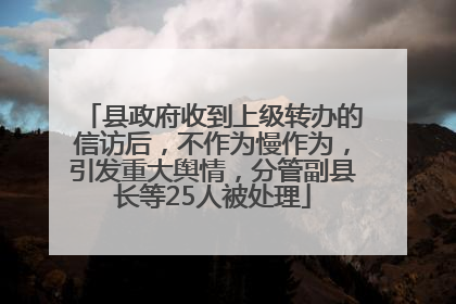 县政府收到上级转办的信访后,不作为慢作为,引发重大舆情,分管副县长等25人被处理