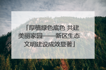 厚植绿色底色 共建美丽家园——新区生态文明建设成效显著