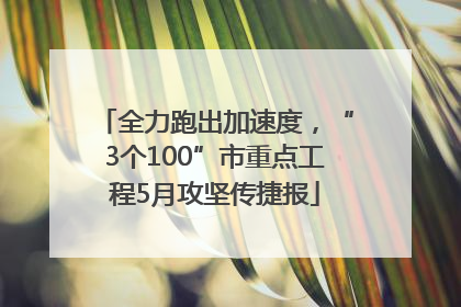 全力跑出加速度，“3个100”市重点工程5月攻坚传捷报