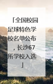 全国校园足球特色学校名单公布，长沙67所学校入选