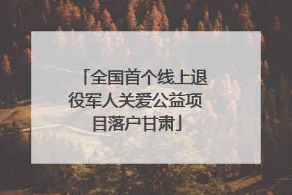 全国首个线上退役军人关爱公益项目落户甘肃