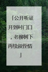 公开听证开到村门口，老柳树下再续叔侄情