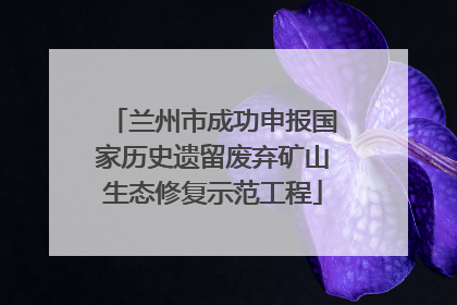 兰州市成功申报国家历史遗留废弃矿山生态修复示范工程