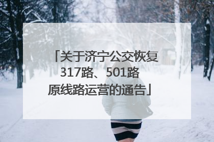 关于济宁公交恢复317路、501路原线路运营的通告