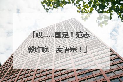哎……国足！范志毅昨晚一度语塞！