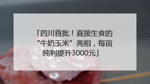 四川首批！直接生食的“牛奶玉米”亮相，每亩纯利提升3000元