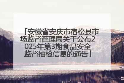安徽省安庆市宿松县市场监督管理局关于公布2025年第3期食品安全监督抽检信息的通告