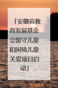 安徽省教育发展基金会留守儿童和困境儿童关爱项目启动