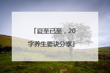 夏至已至，20字养生要诀分享