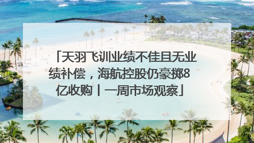 天羽飞训业绩不佳且无业绩补偿，海航控股仍豪掷8亿收购丨一周市场观察