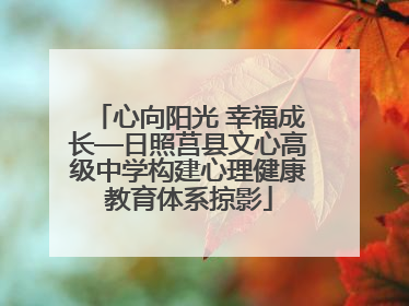 心向阳光 幸福成长—日照莒县文心高级中学构建心理健康教育体系掠影