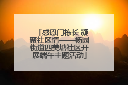 感恩门栋长 凝聚社区情——杨园街道四美塘社区开展端午主题活动