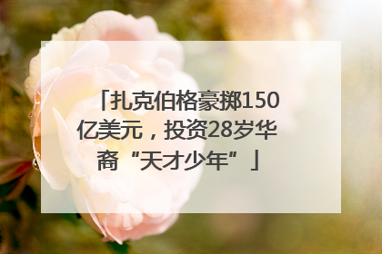 扎克伯格豪掷150亿美元，投资28岁华裔“天才少年”