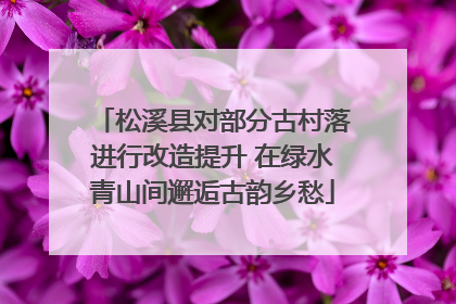 松溪县对部分古村落进行改造提升 在绿水青山间邂逅古韵乡愁
