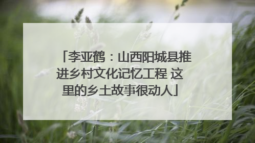 李亚鹤：山西阳城县推进乡村文化记忆工程 这里的乡土故事很动人
