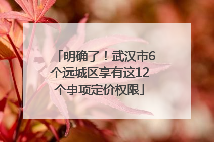 明确了！武汉市6个远城区享有这12个事项定价权限