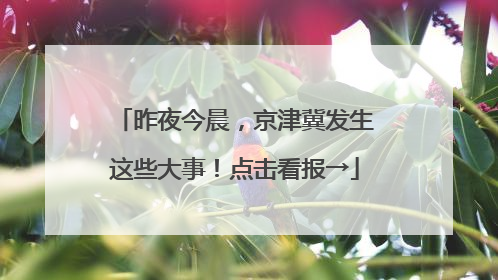 昨夜今晨，京津冀发生这些大事！点击看报→