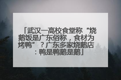 武汉一高校食堂称“烧鹅饭是广东俗称，食材为烤鸭”？广东多家烧鹅店：鸭是鸭鹅是鹅