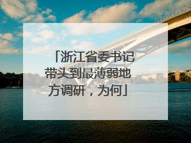 浙江省委书记带头到最薄弱地方调研，为何