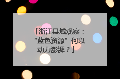 浙江县域观察：“蓝色资源”何以动力澎湃？