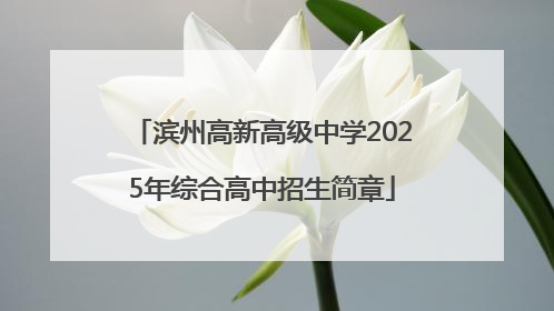 滨州高新高级中学2025年综合高中招生简章