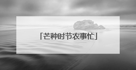 芒种时节农事忙
