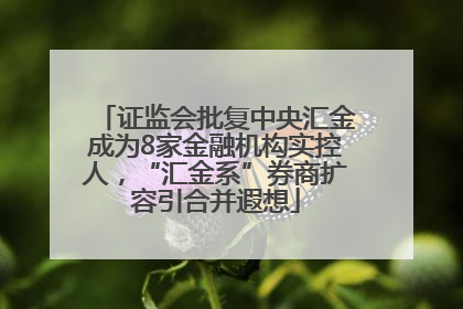 证监会批复中央汇金成为8家金融机构实控人，“汇金系”券商扩容引合并遐想