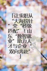 让求职从“大海捞针”变“秒级匹配”！山东“数智就业”助力人才与企业“双向奔赴”
