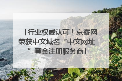行业权威认可！京客网荣获中文域名“中文网址”黄金注册服务商