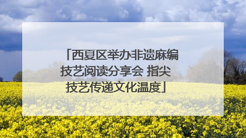 西夏区举办非遗麻编技艺阅读分享会 指尖技艺传递文化温度