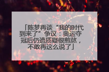 陈梦再谈“我的时代到来了”争议：奥运夺冠后仍遭质疑很煎熬，不敢再这么说了
