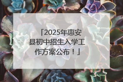2025年惠安县初中招生入学工作方案公布！