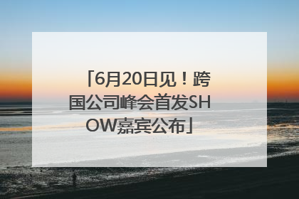6月20日见！跨国公司峰会首发SHOW嘉宾公布