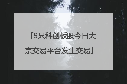 9只科创板股今日大宗交易平台发生交易
