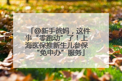 @新手爸妈，这件事“零跑动”了！上海医保推新生儿参保“免申办”服务